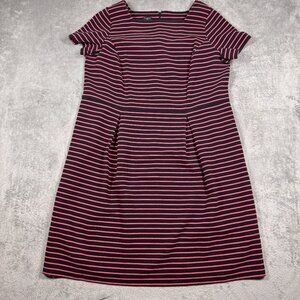 Talbots Striped Fit & Flare Dress Womens 16W Short Sleeve Knee Length Preppy
